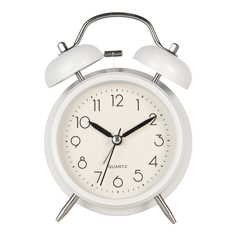 Часы настольные "Будильник" белые 9x5x13 см / 1xAA
