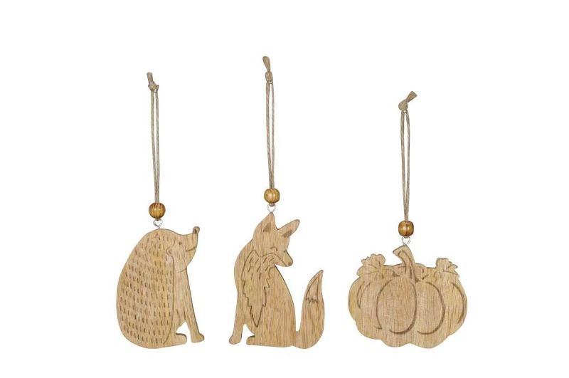 Декор подвесной "Еж/Лиса/Тыква" в ассортименте 8,5х1х7см/6,5х1х10см/6х1хсм + 10см под