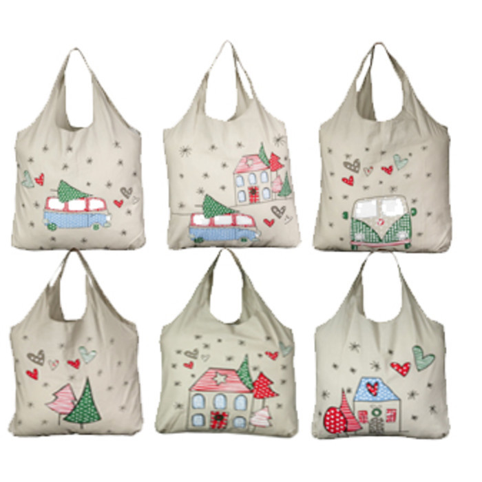 Шоппер  "Домики/Автобус" в ассортименте 42x38 см