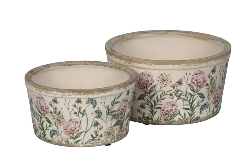 Набор из 2-х круглых кашпо "Флора" D16xH9см / D19,5xH10,5см