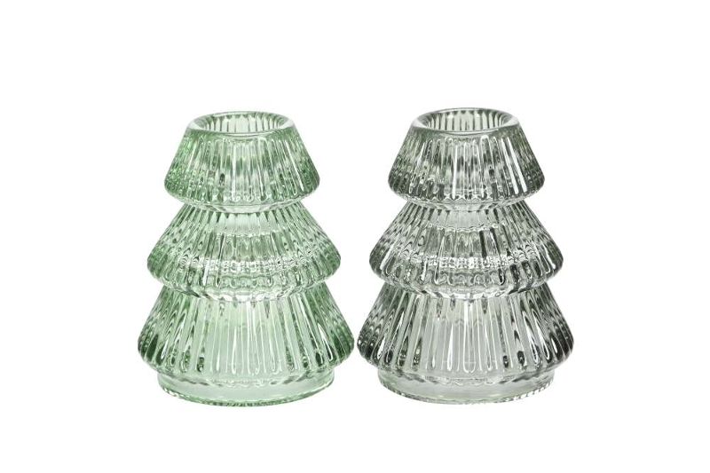 Подсвечник "Елка" аква в ассортименте 6x8см