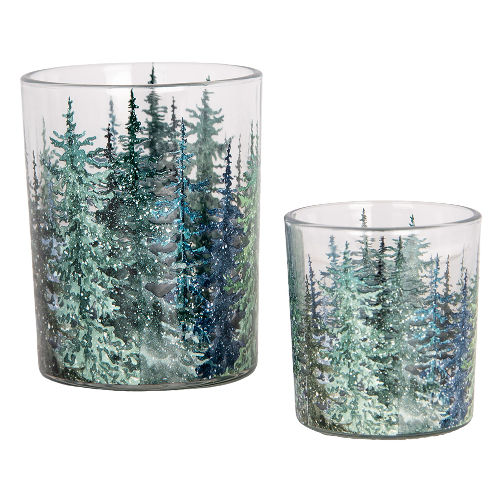 Набор из 2-х подсвечников "Мерцающий лес" Ø 7x8 / 10x13 см