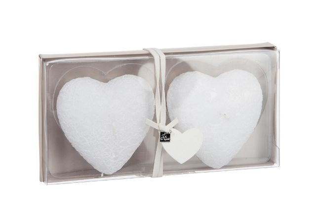 45070 Набор из 2-х свечей "Кружевное сердце" 3х8см