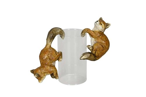 Декор "Лиса-зацепер" в ассортименте 3,5x6,5xH9см/ 4x5,5xH11,5см