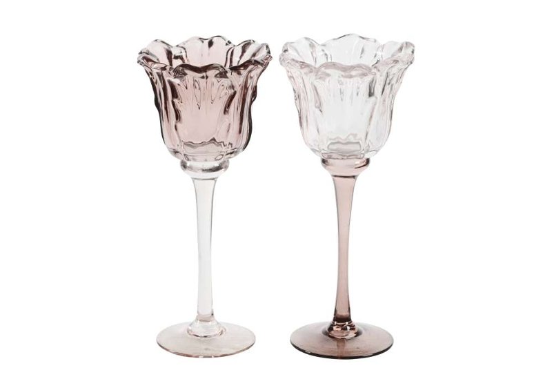 Подсвечник на ножке "Бутон" в ассортименте D10xH23см