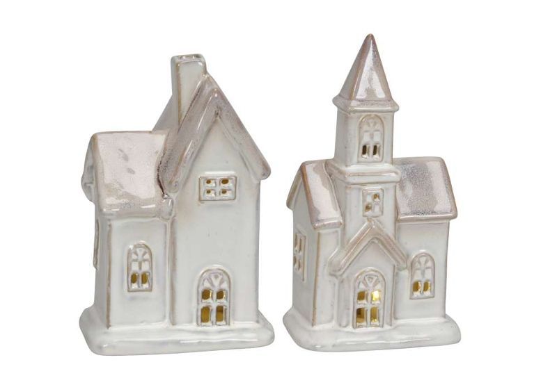 Декор светодиодный "Домик" в ассортименте 11х8х17,5см/10х7,5х19см