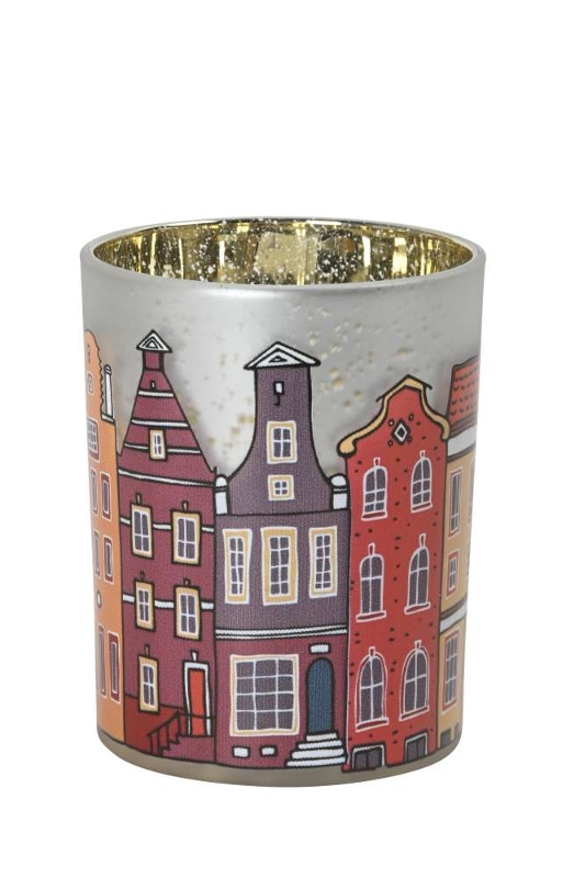 Подсвечник "Голландские домики" средний D10xH12,5см