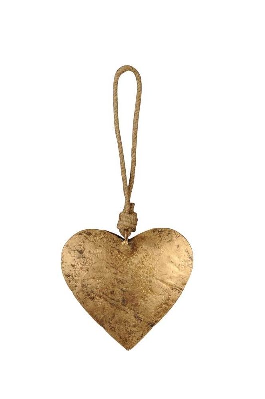 Декор подвесной "Сердце-золотой антик" 12x2xH12см + 14см подвес