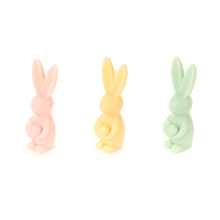 Свеча "Кролик с сердечком"  в ассортименте 5,6x18см (15 часов горения)