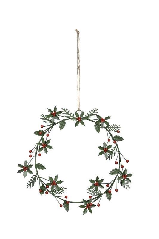 Венок декоративный "Падуб" 25,5x24см + 12см подвес