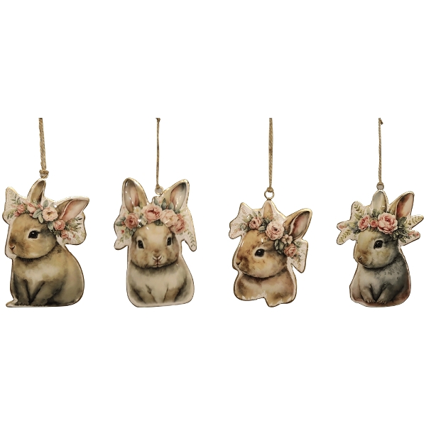 Декор подвесной "Кролик в венке" в ассортименте  7x0,5x11см/6x0,5x10см/ 8x0,5x11см/7x0,5x11см