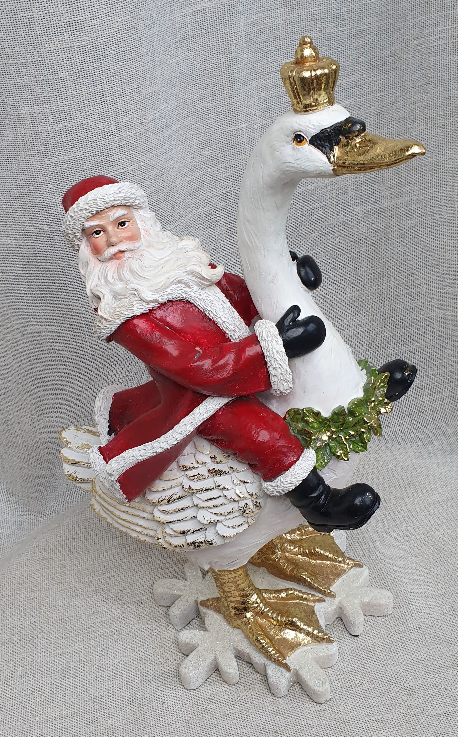 Декор "Санта на гусе" 39см