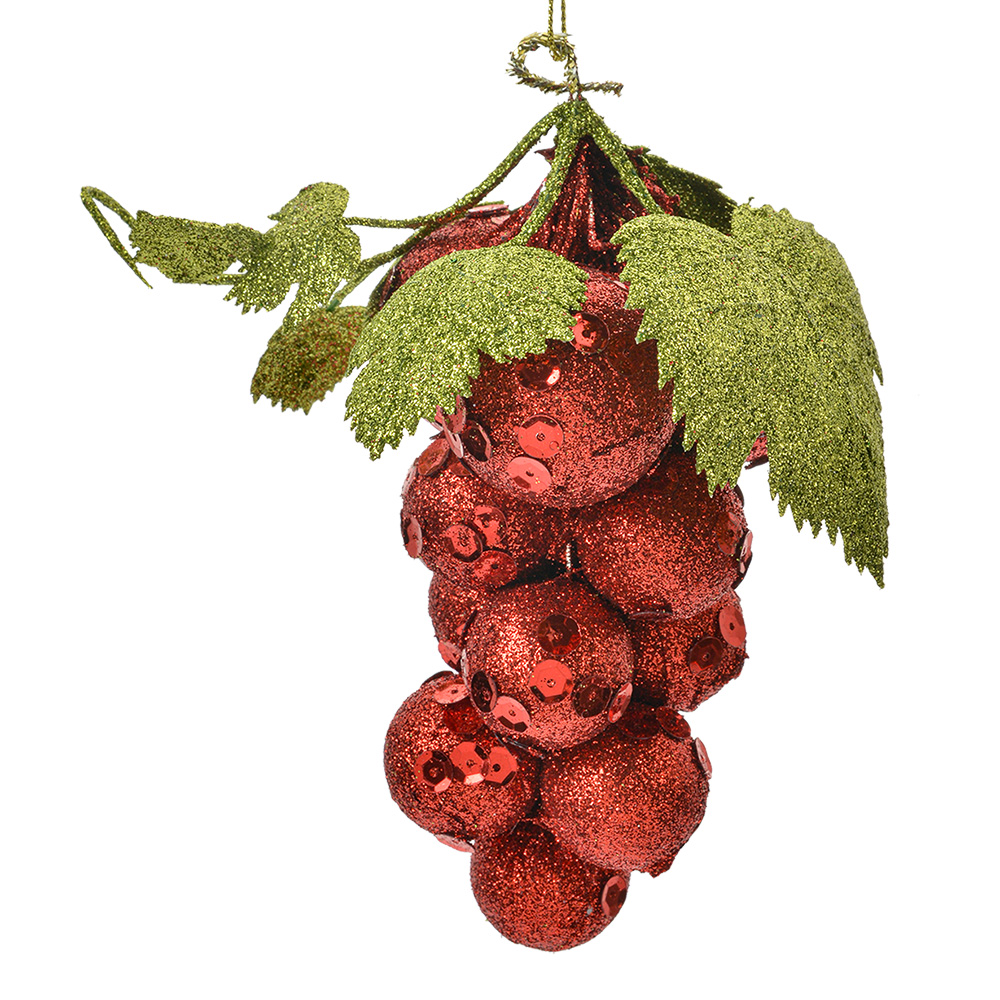 Елочное украшение "Виноград" красный  8x8x14см