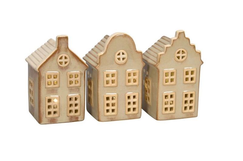 Декор светодиодный "Голландский домик" беж малый в ассорт 6,5x6x11/6,5x6,5x11,5см