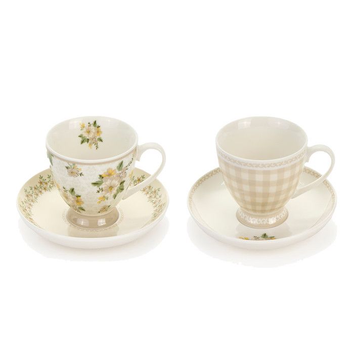 Чайная пара "Кларисса"  в ассортименте 8.8x7.2/15см