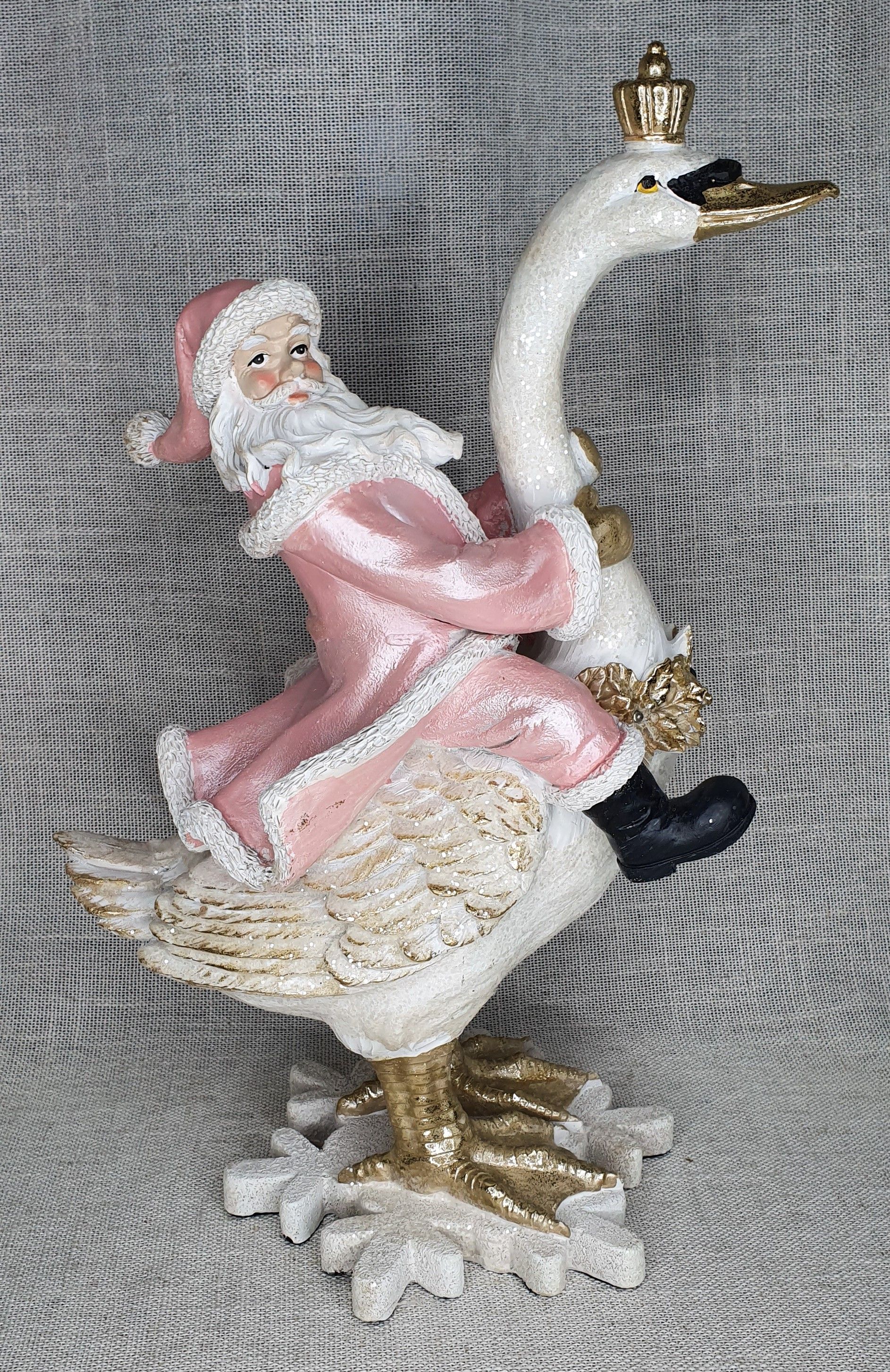 Декор "Санта на гусе" 39см