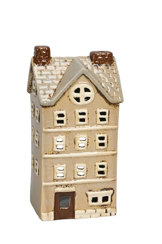Подсвечник "Домик бежевый" 11x9xH22см