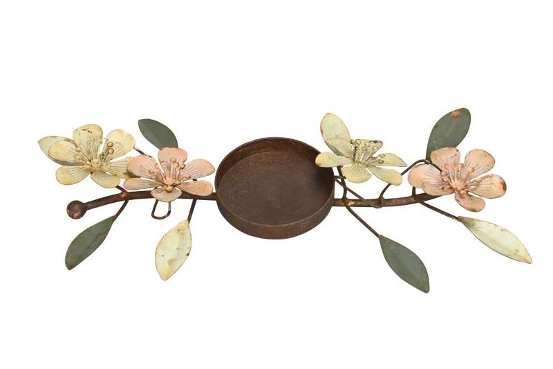 Подсвечник "Цветы броканте" пастель 26x12x3см