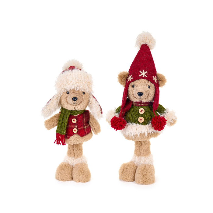 Декор "Медвежонок в шапке" стоящий средний в ассортименте 21х18х42см