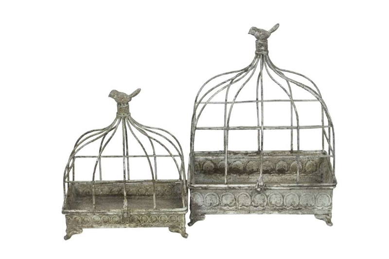 Набор из 2-х декоративных клеток "Птички брокант" 23x14xH28см / 28x19xH38см