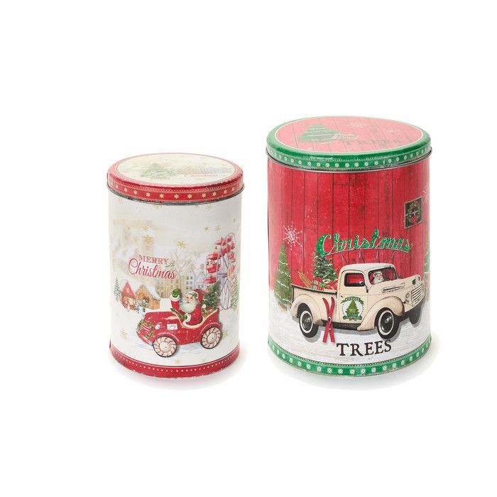 Набор из 2-х декоративных банок "Рождество" 17х17х22см/14х14х20см