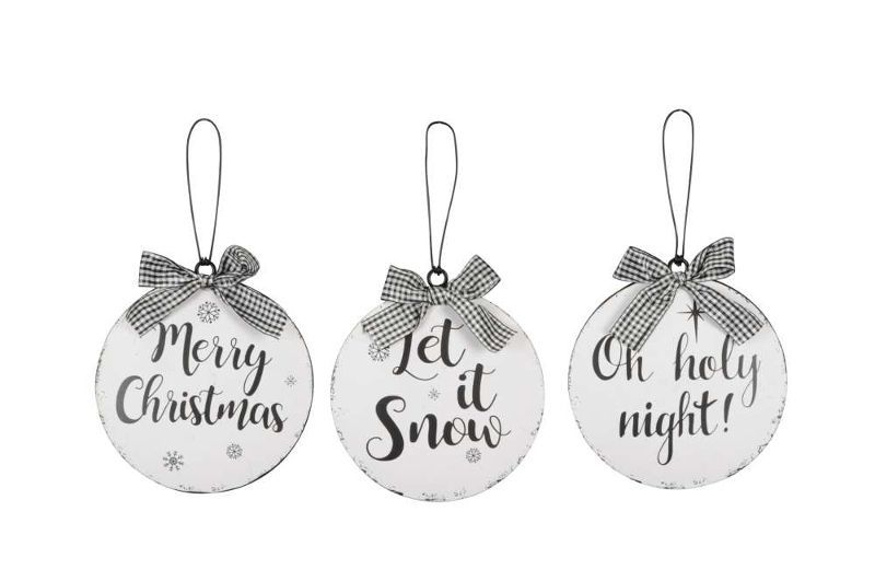 Декор подвесной "Merry Christmas" в ассортименте 15,5см +10см подвес