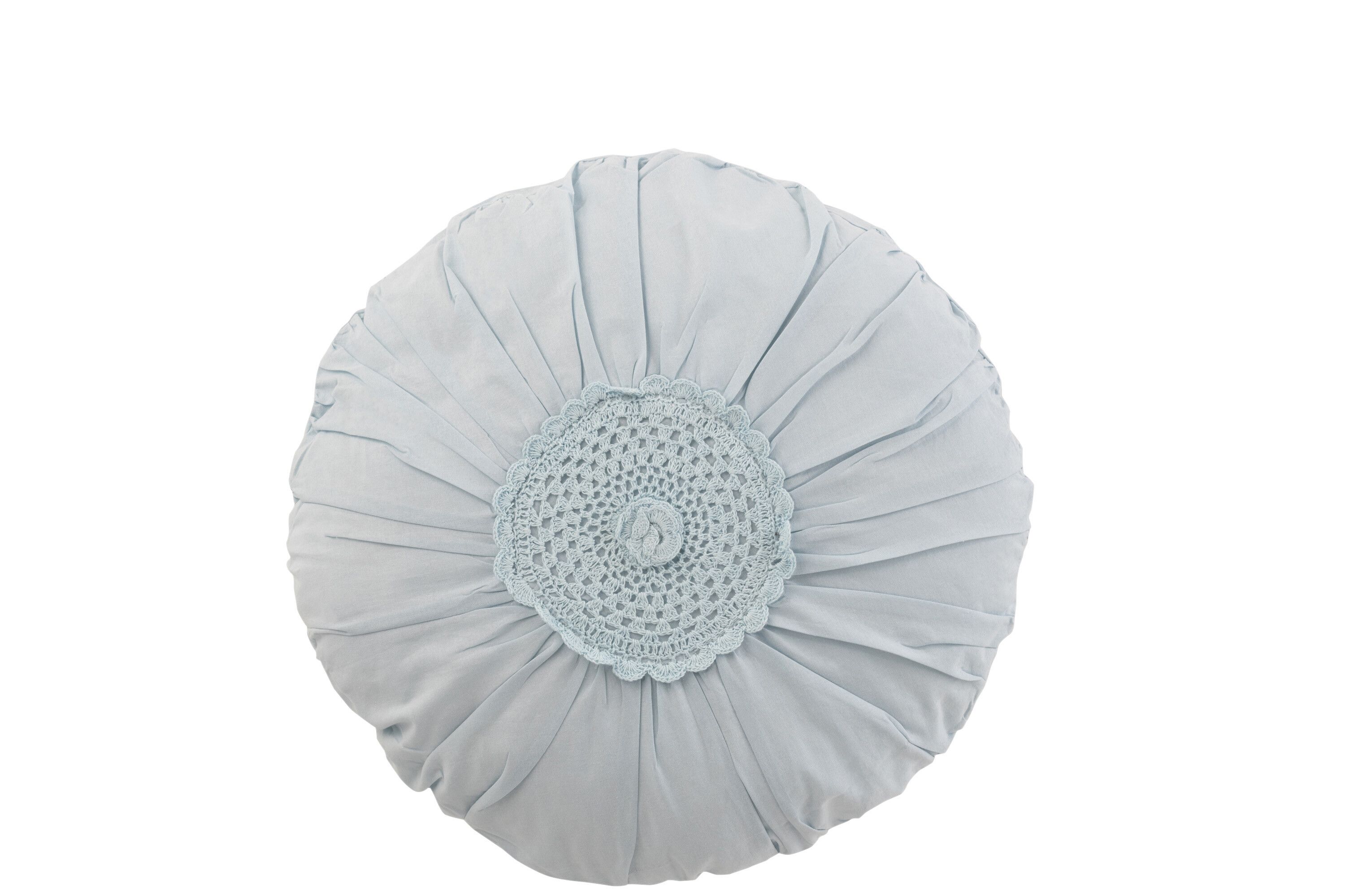 Подушка декоративная "Лейс" круглая.голубая 39x39x10см