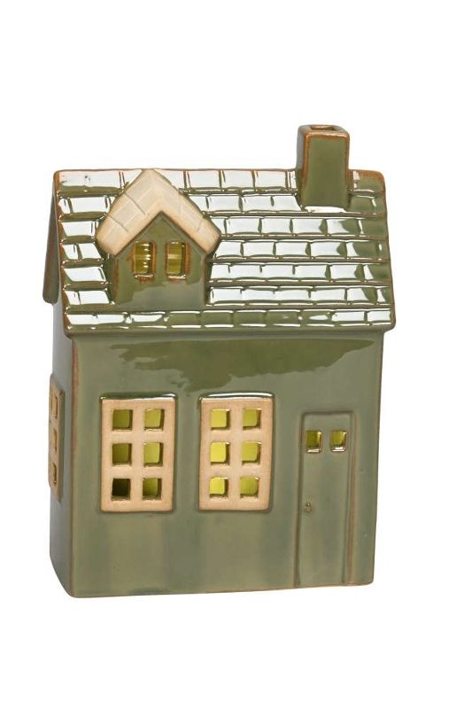 Декор светодиодный "Домик" зеленый большой 13x6x18см