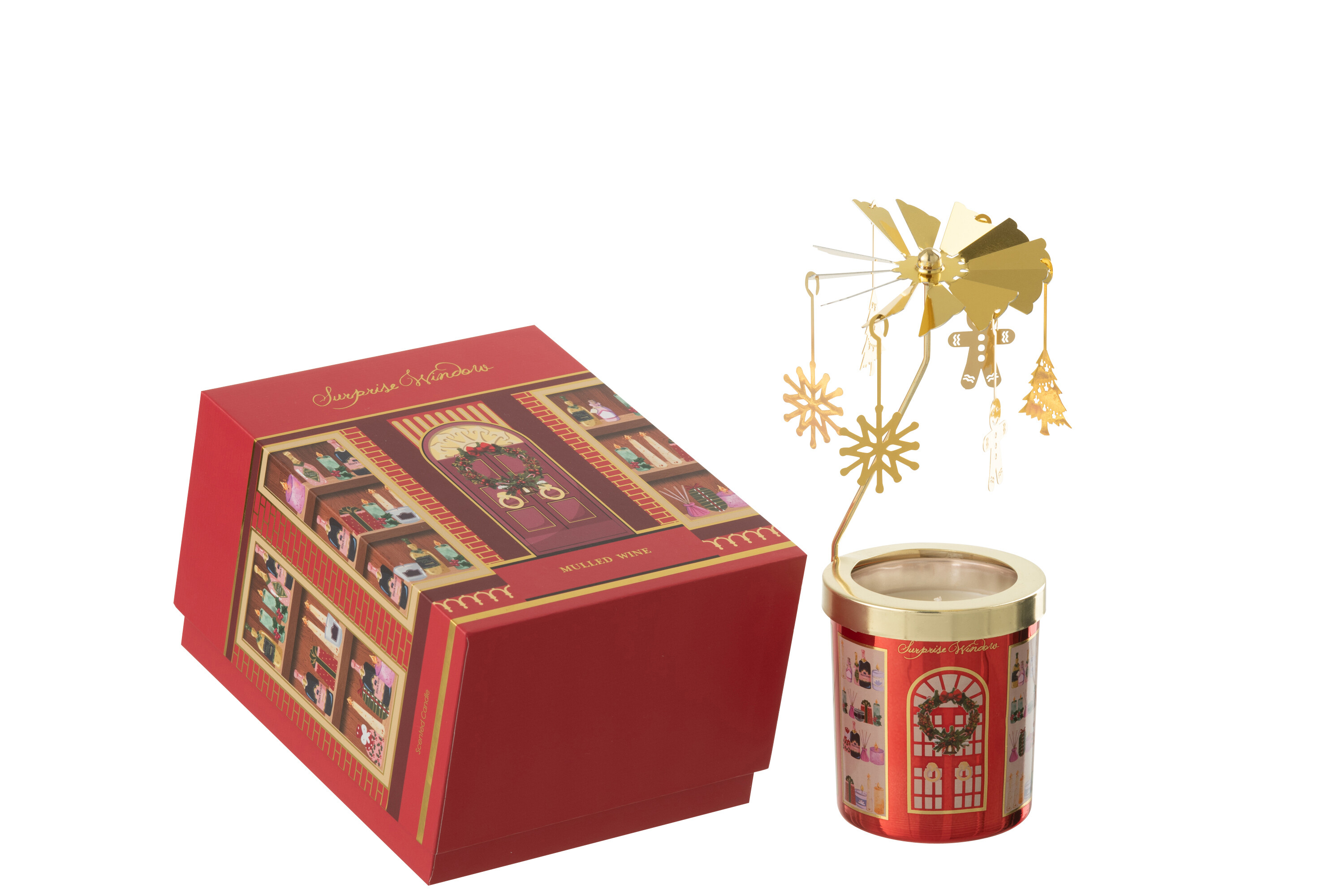 Арома-свеча с каруселью "Surprise Window" красная 13,5x10x16см