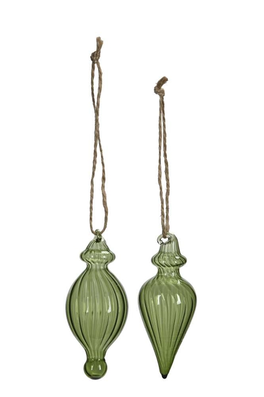 Елочное украшение "Пика" зеленая в ассортименте D3,5xH9см + 8см подвес