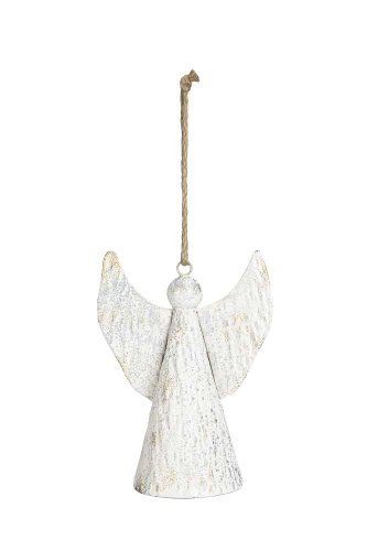 Декор подвесной "Колокол-Ангел" кремовый антик 12x20xH27см + 20см подвес