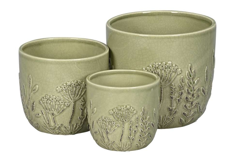 Набор из 3-х кашпо "Разнотравье" D11xH10см / D14,5xH13см / D18xH15,5см