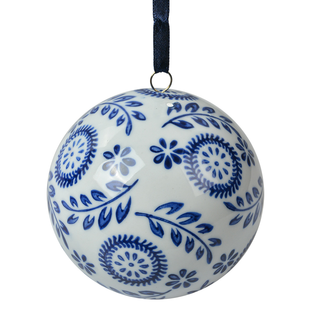 Декор плавающий/подвесной "Бело-голубой орнамент" Ø 8x8 см