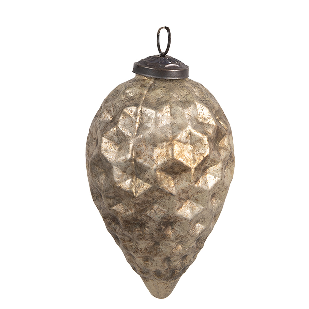 Елочное украшение "Пика с орнаментом" античное золото Ø 5x8см