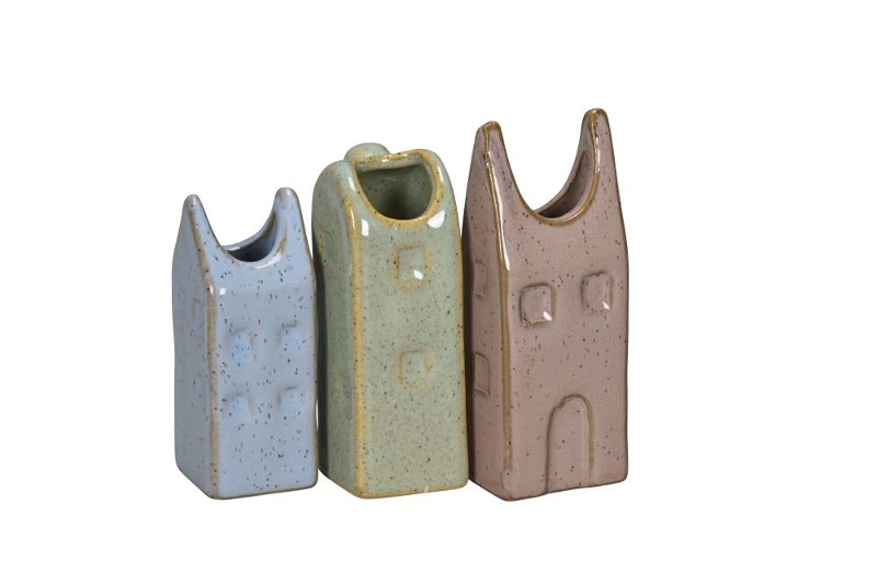 Ваза "Домик" в ассортименте 3x3xH7,5см / 3x3xH9см / 3,5x2,5xH9,5см