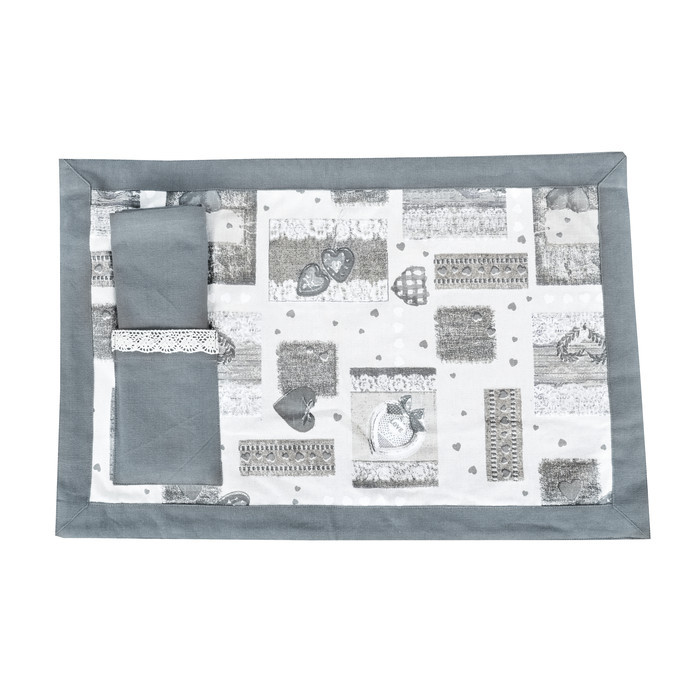 ICV11616 Плейсмат с салфеткой "Виттория" серый 33x50 см