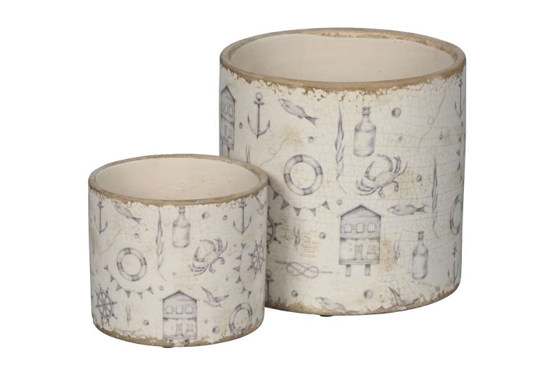 Набор из 2-х кашпо "Моремания" D12,5xH12см / D16xH15,5см