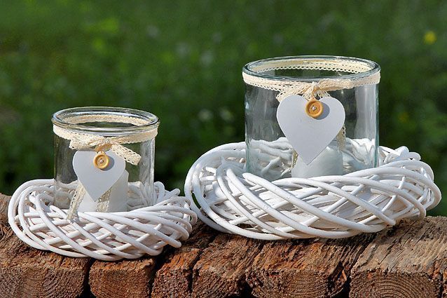 Подсвечник в венке "Сердце" большой 18х30см