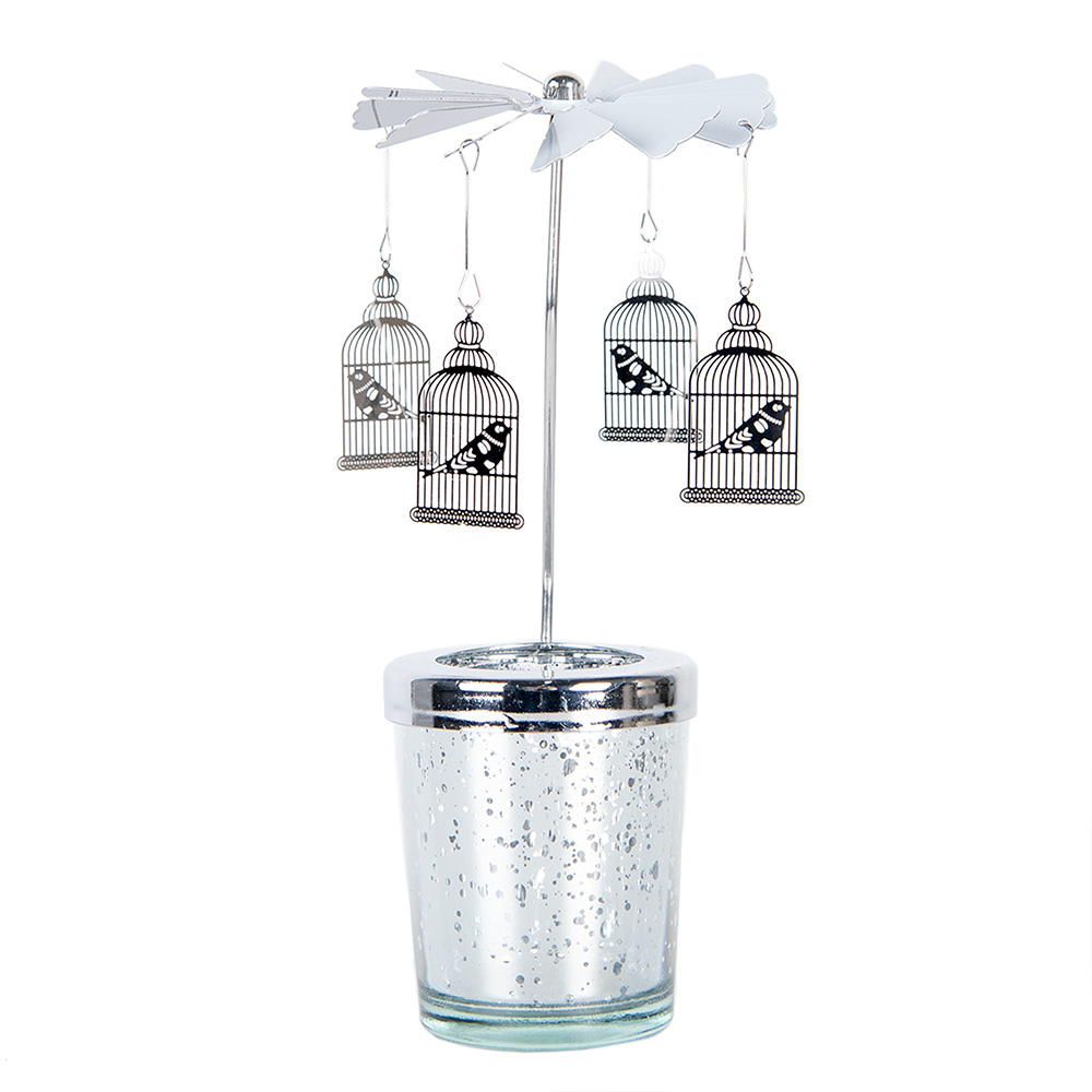 Подсвечник-карусель "Птичьи клетки" Ø 8x17см