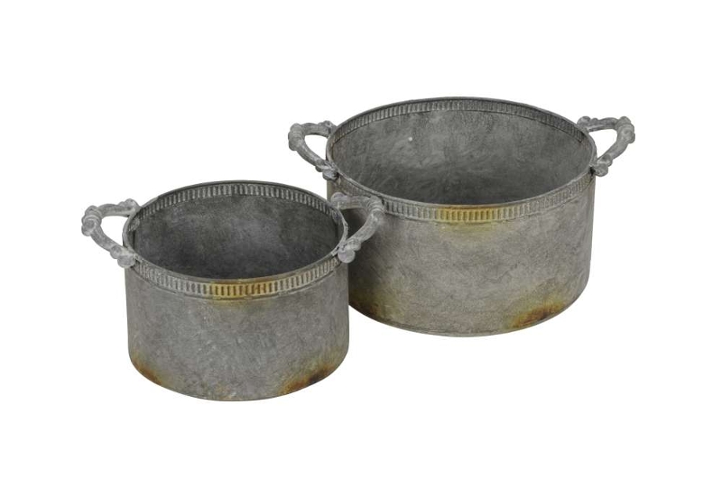 Набор из 2-х кашпо "Античные кастрюли" D20xH14,5см / D25xH16см + 3,5см ручки