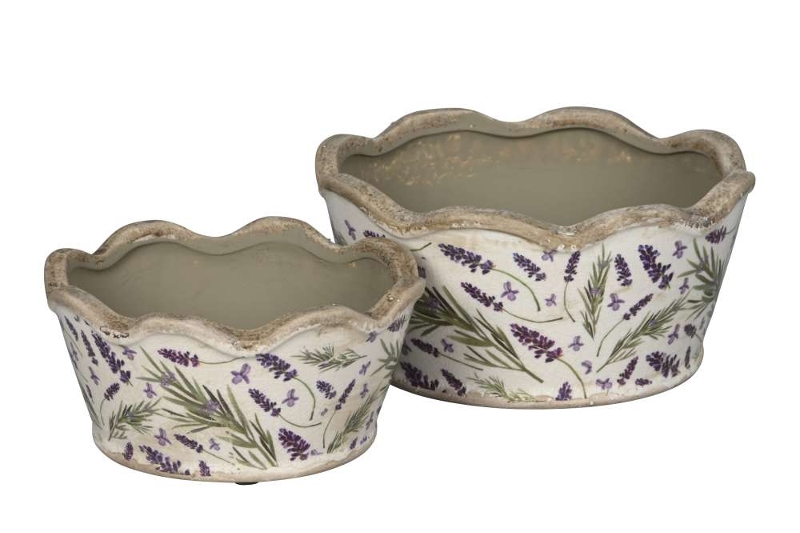 Набор из 2-х круглых кашпо "Лаванда" D17xH8см / D21xH10см