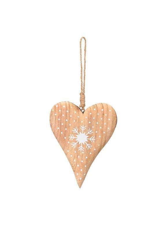 Декор подвесной "Сердце со снежинкой" 11,5x1,5x14см + 11см подвес