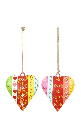 Декор подвесной "Сердце" в ассортименте 10x3xH12см + 12см подвес