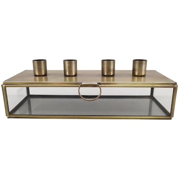 Шкатулка для свечей с подсвечником "Четыре свечи" 26x11x8,5см