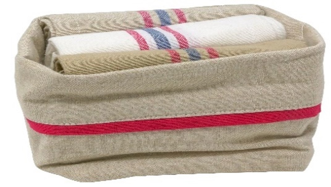 NUV10465  Корзинка с тремя кухонными полотенцами "Страйп"