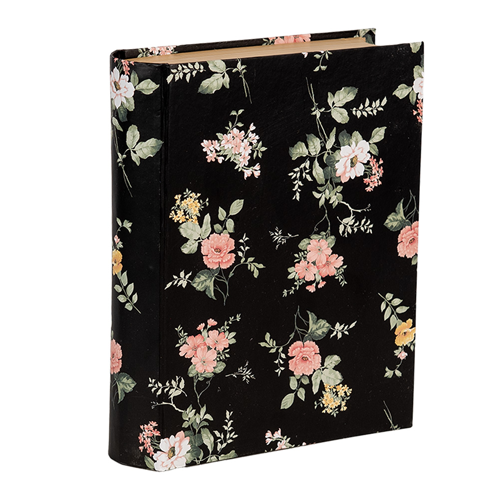 Коробка декоративная "Цветы" черная 17x14x5 см