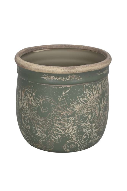 Кашпо "Зеленый орнамент" D14,5xH13,5см