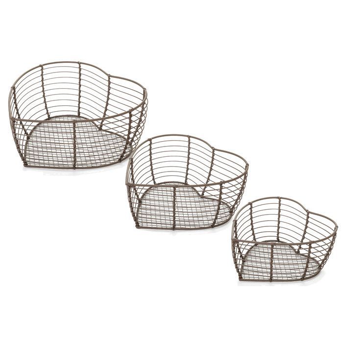 Набор из 3-х корзин "Сердце" 20,5x20,5x9см/18x18x8см/15,5x15,5x7см