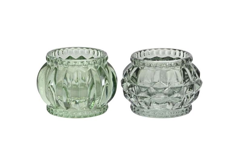 Подсвечник "Бочонок"  аква в ассортименте 6,5x5см