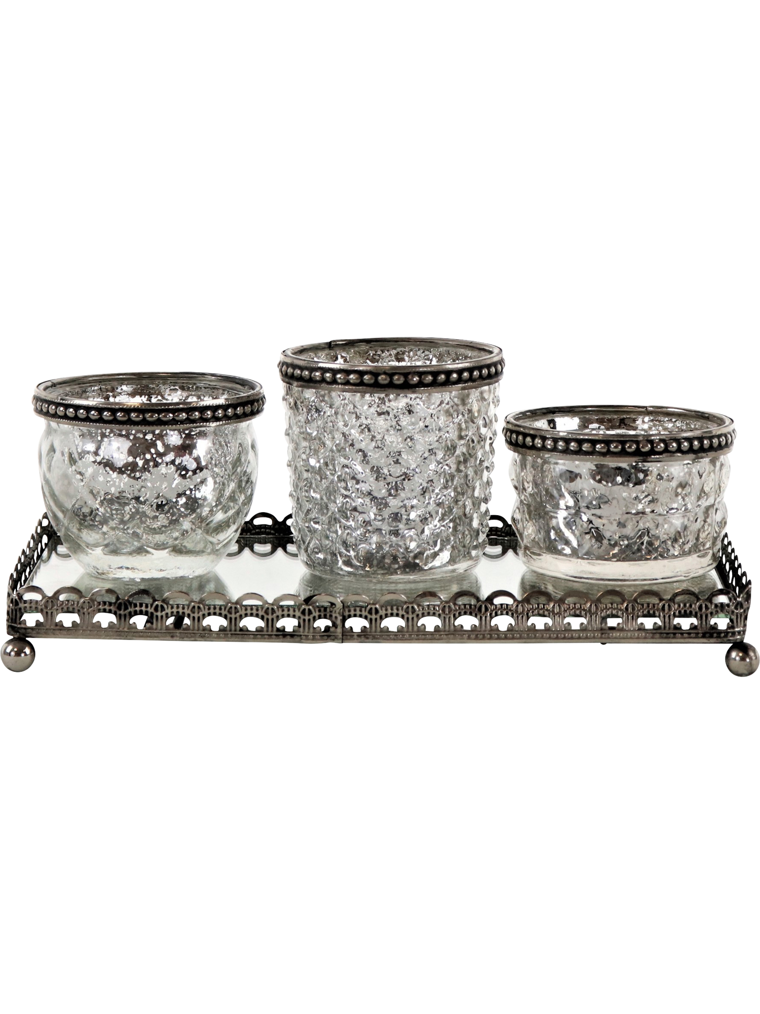 Набор из 3-х подсвечников на подносе "Топкапи" 21x10,5x2,5см/6,5x6,5см